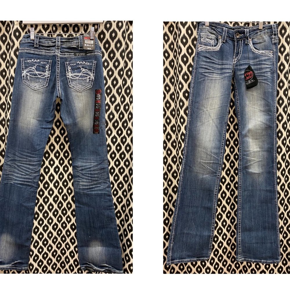 Barbed Wire White Cowgirl Tuff Jeans